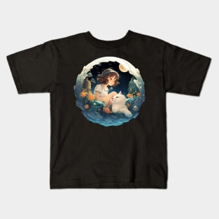 Blue Cat Lady: The Manga-inspired Kitty Portal of Joy Kids T-Shirt